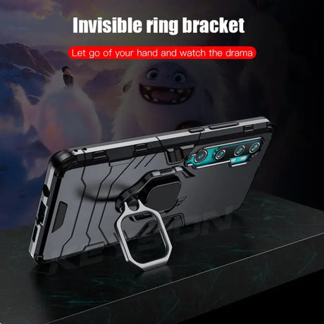 the back of a black iphone case with a gun in it