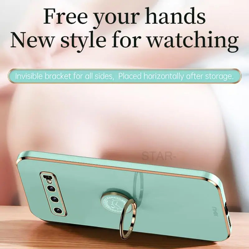 a phone with a ring on it