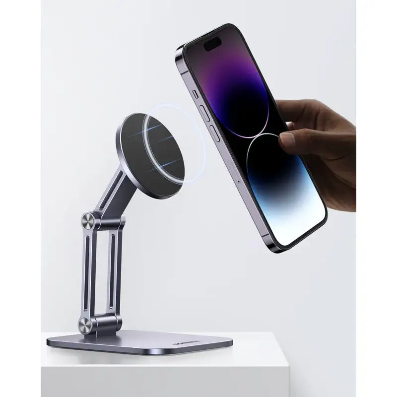The iphone and smartphone stand are on display