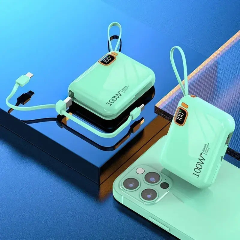 an iphone charging station with a charging cable attached to it