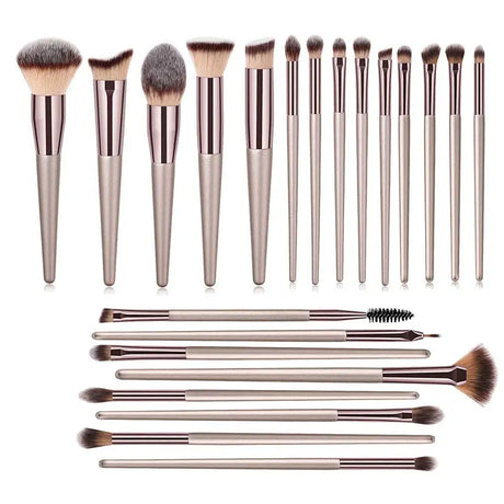 the makeup brush set is shown with a brush and a brush