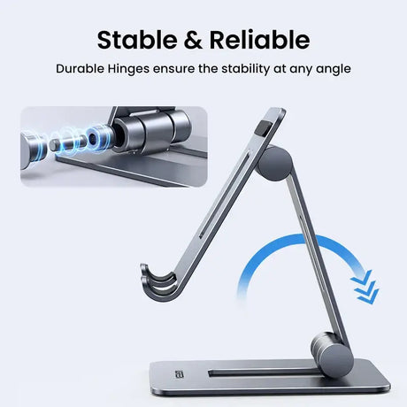 A laptop stand with a phone and a phone holder