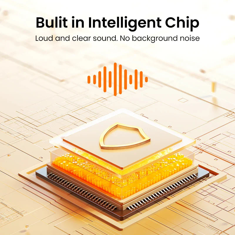 Layered intelligent chip with sound wave graphic.