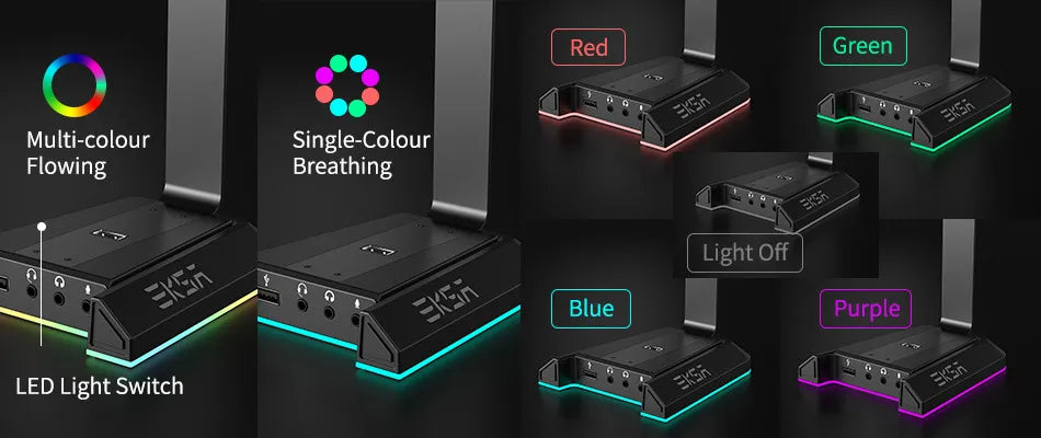 LED light switch with multiple color and mode options displayed.