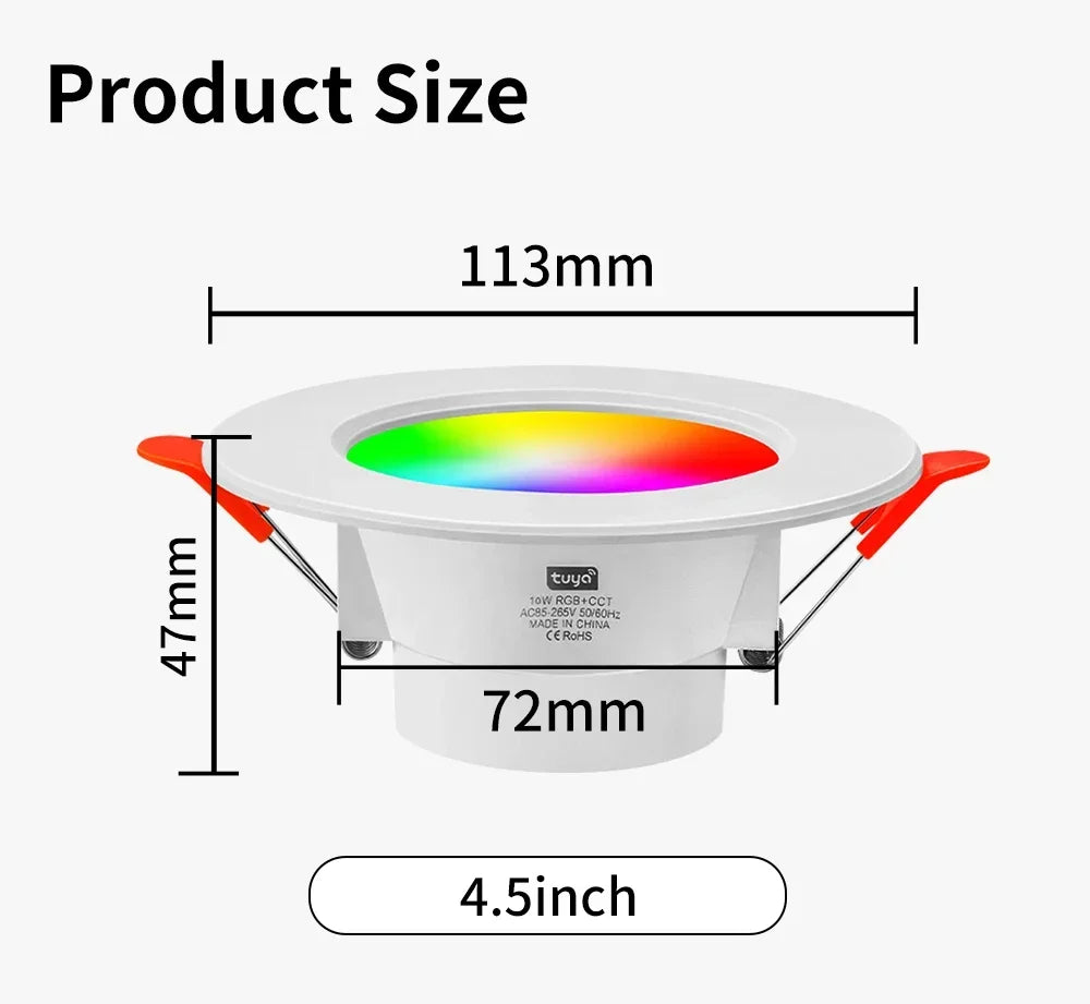 LED recessed light fixture with dimensions.