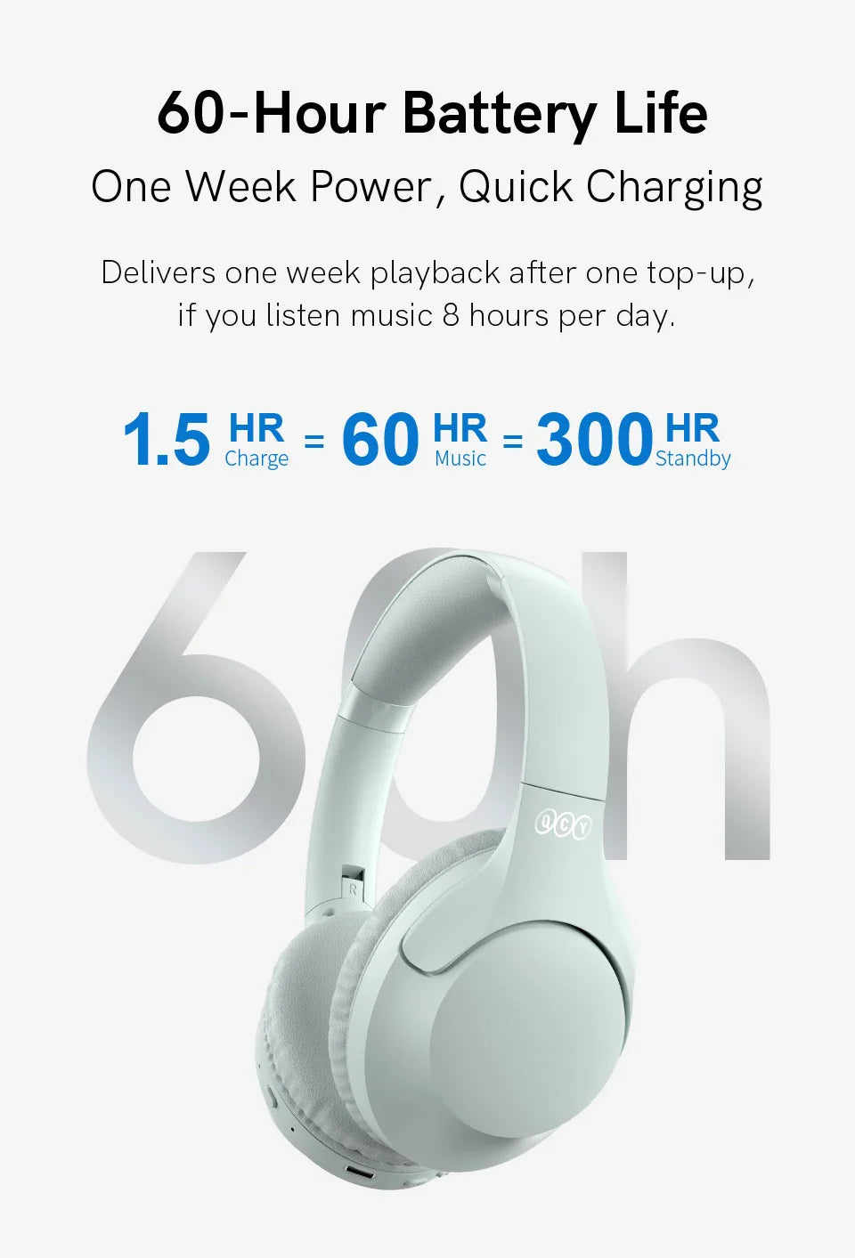 Light blue over-ear headphones.