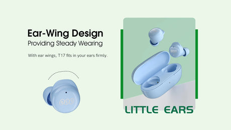 Light blue wireless earbuds.