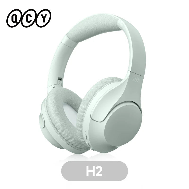 Light green over-ear headphones.