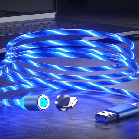 a blue light is being used to charge a laptop