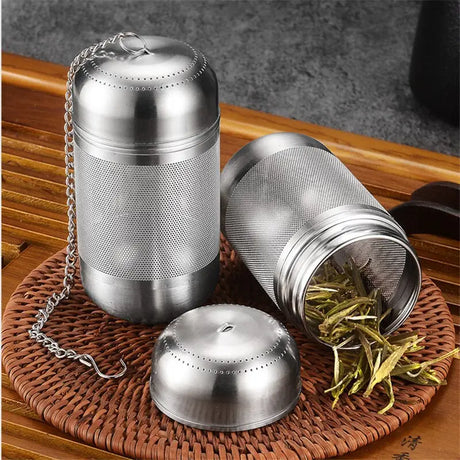 a stainless tea infuser with a tea strainer