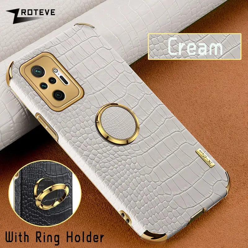 a close up of a cell phone with a ring holder
