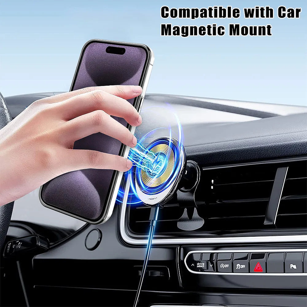 Magnetic car phone mount.