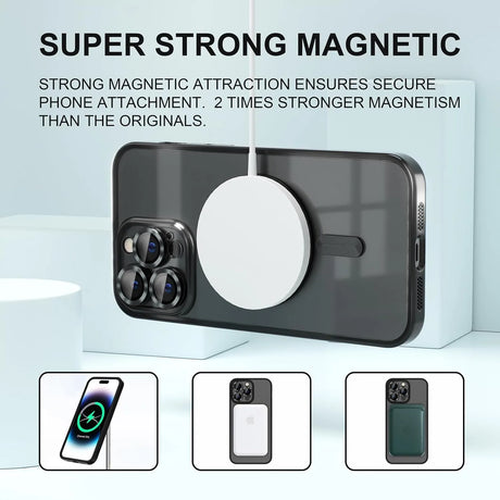 Magnetic phone case with wireless charger.
