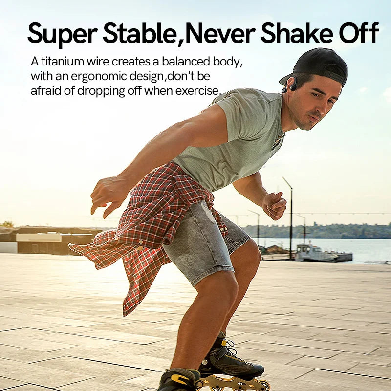 Man rollerblading with earbuds.