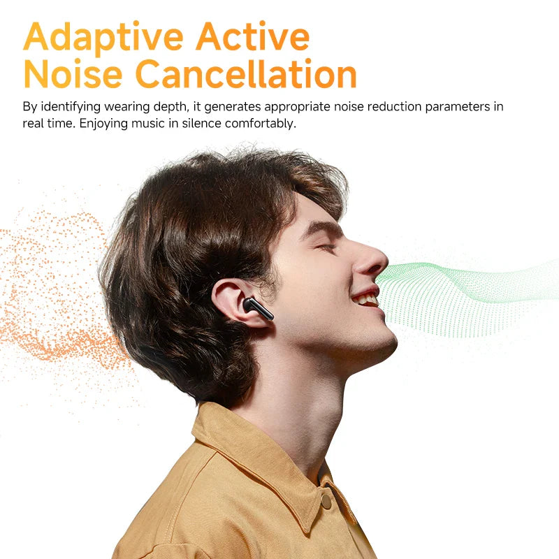 Man wearing a wireless earbud.
