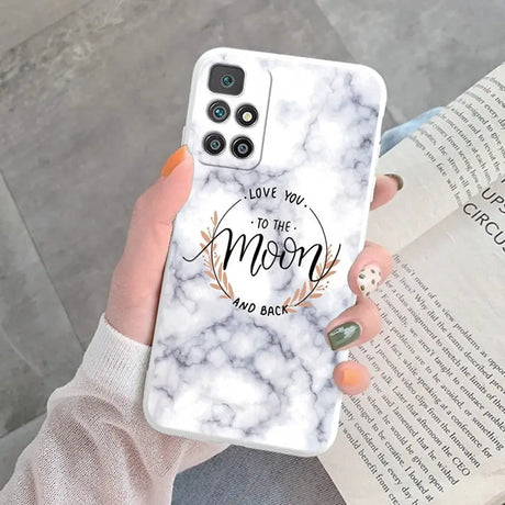 marble phone case with i love you to the moon and back
