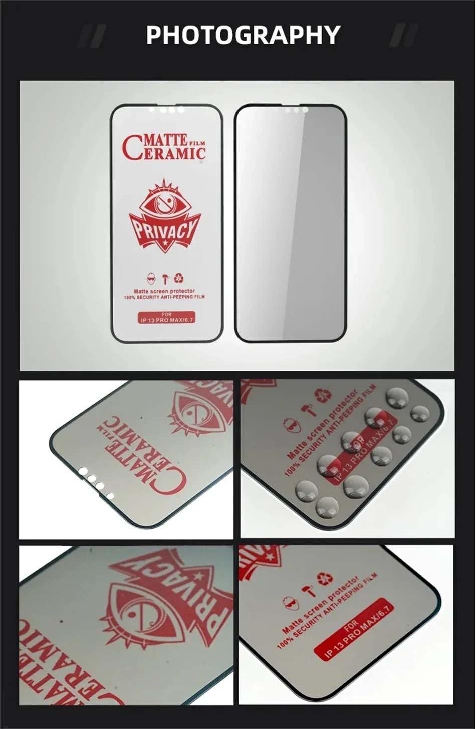 Matte ceramic privacy screen protector.