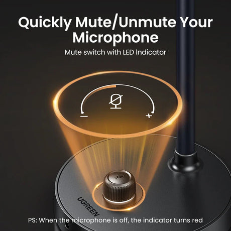 Microphone mute switch with LED indicator.