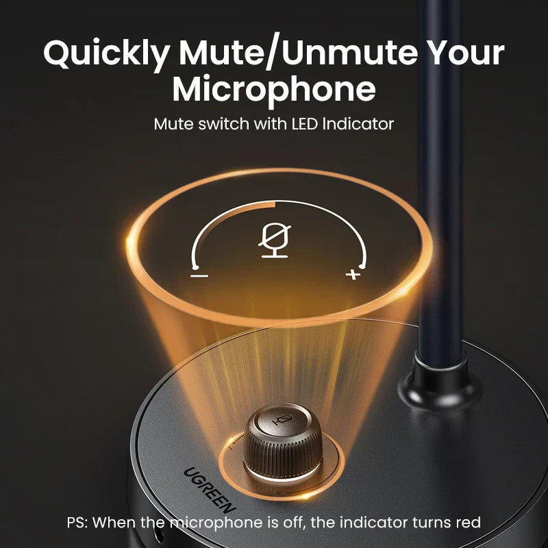 Microphone mute switch with LED indicator.