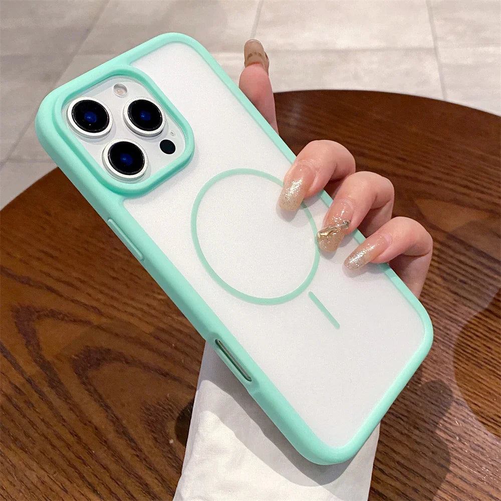 Mint green and clear phone case.