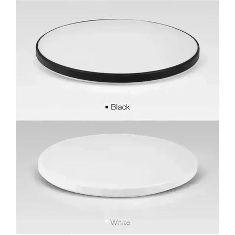 a white plate with black and white trim
