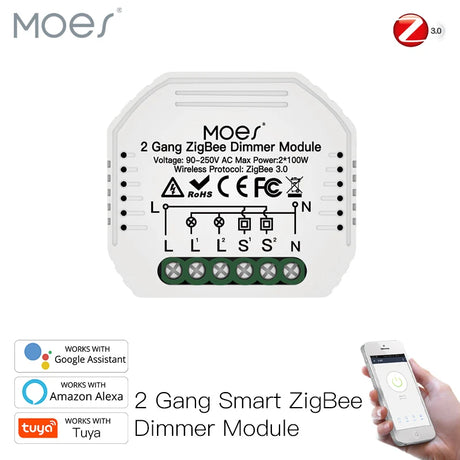 Moes 2 Gang ZigBee dimmer module.