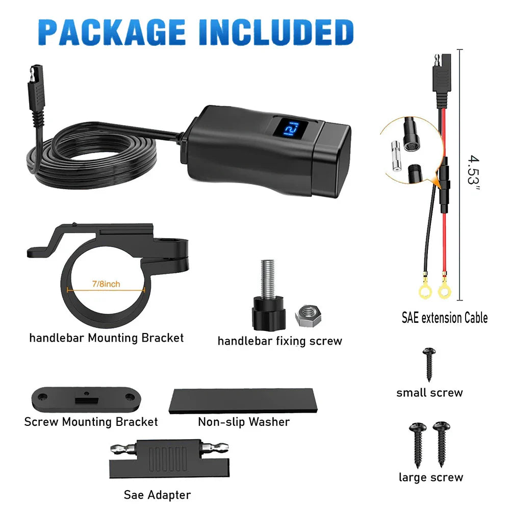 Motorcycle USB charger kit.