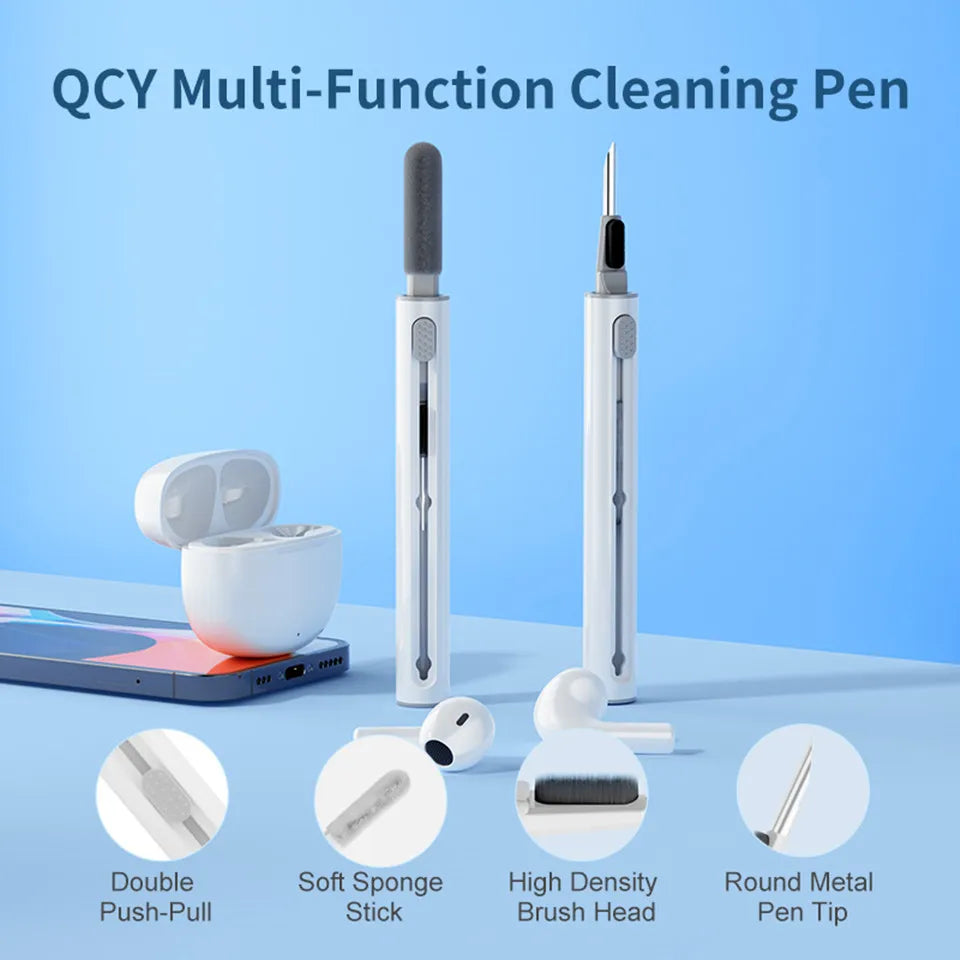 Multi-function cleaning pen for earbuds.