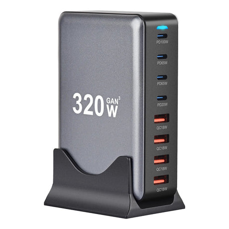 Multi-port USB charging station with 320W GaN technology.