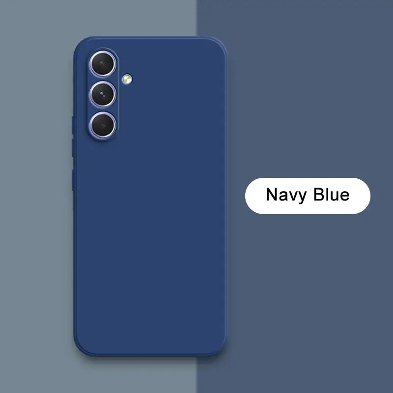 The navy blue iphone case is shown with the text navy blue