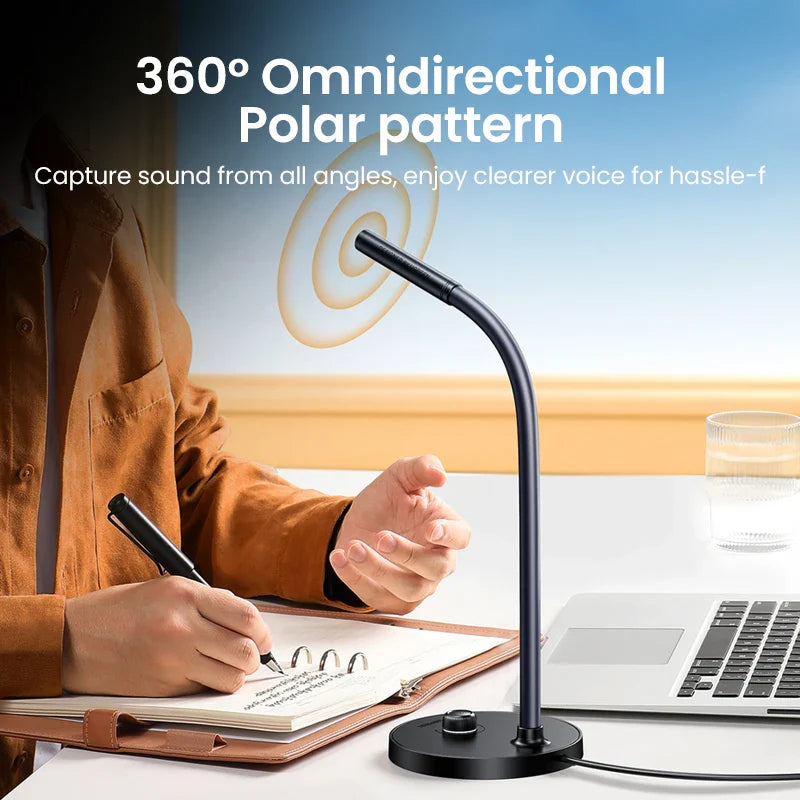 Omnidirectional microphone with flexible gooseneck.