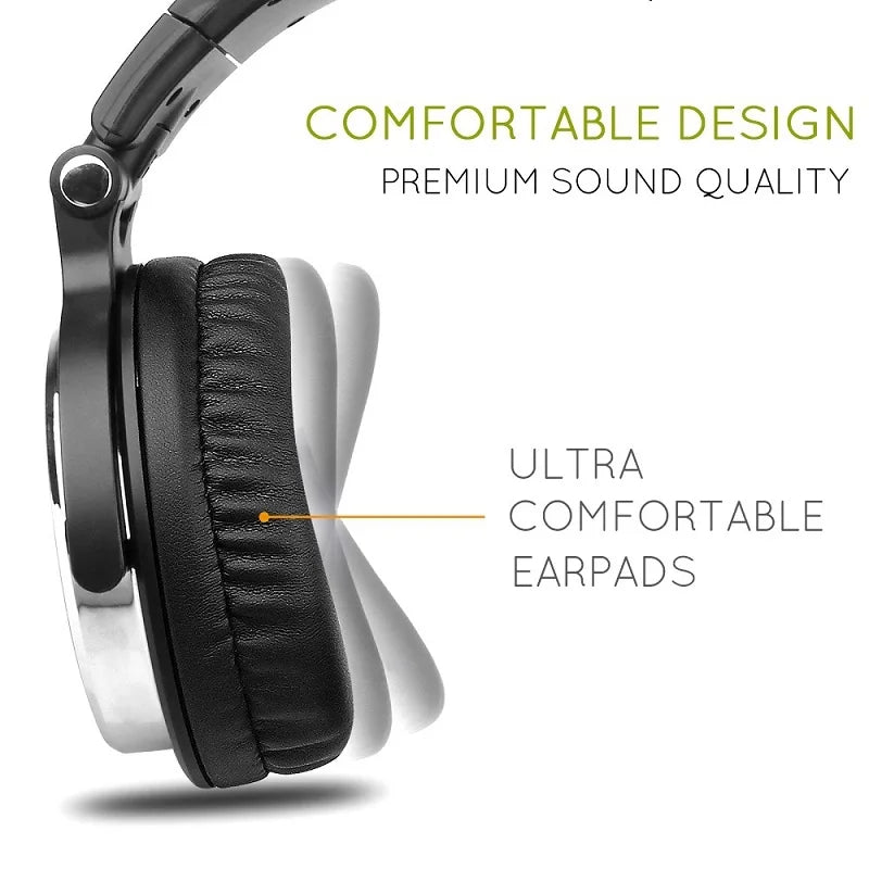 Over-ear headphones with plush earpads and a sleek silver and black design.