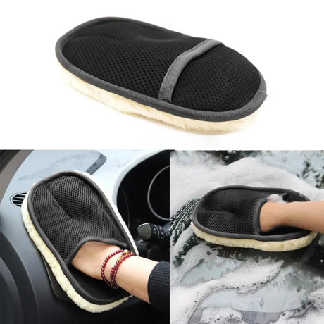 a pair of black and white slippers on a car