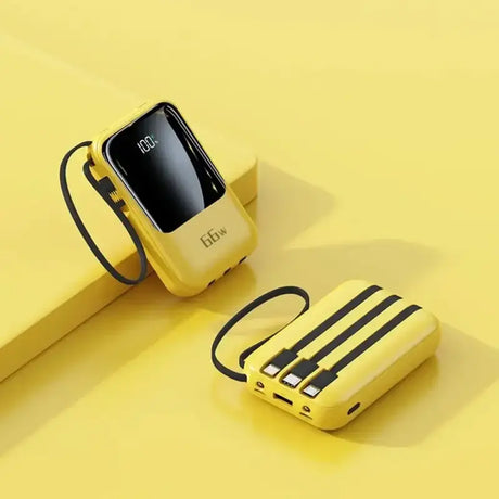 a pair of yellow and black airpodss