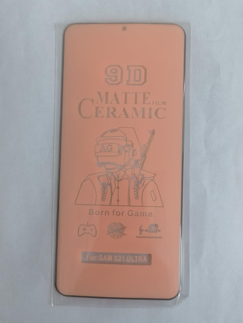 Peach-colored 9D matte ceramic screen protector.