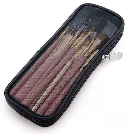 a black case with a set of brushes in it