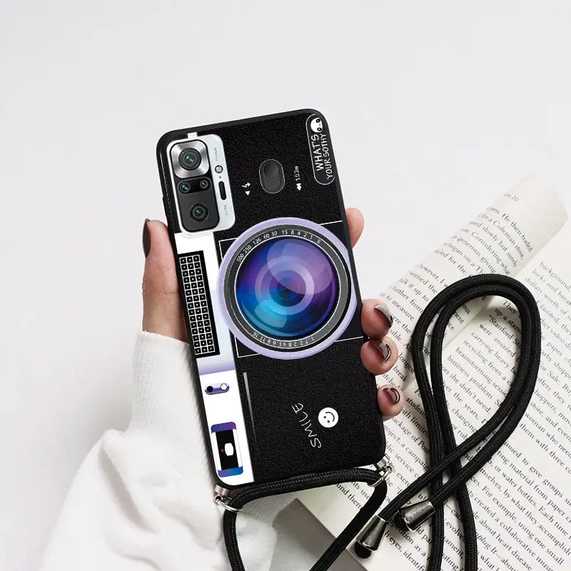 a person holding a camera case