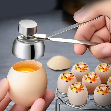 a person is cutting an egg into small pieces
