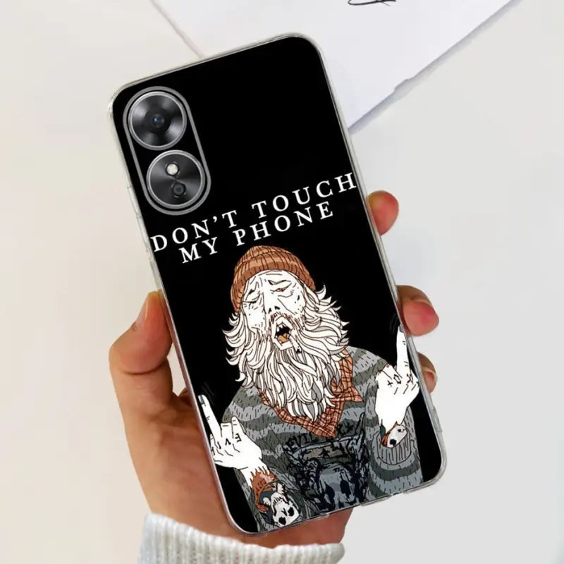 a person holding a phone case with the words don’t’t