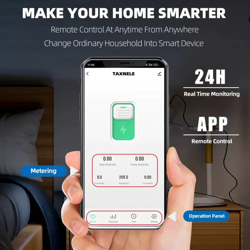 A person holding a phone with the app on it