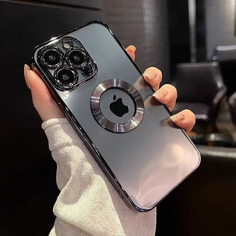 A person holding a phone with a camera