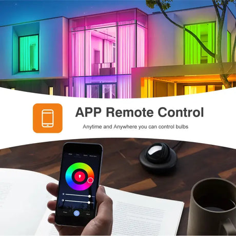 A person holding a phone and looking at a smart home app