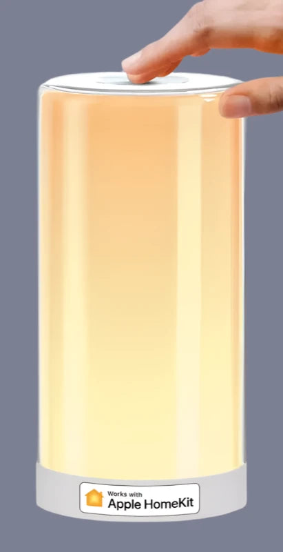 A person holding a smart phone next to a smart light