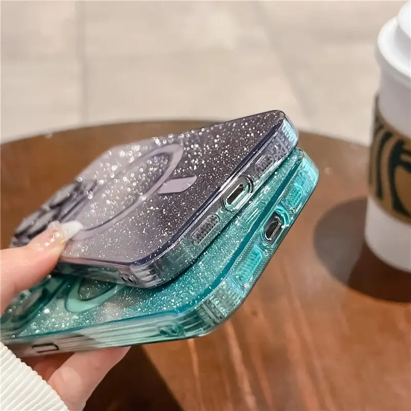 a person holding a wallet with a phone in it