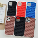 the case is made from a plastic material and has a pattern of red, blue, and white