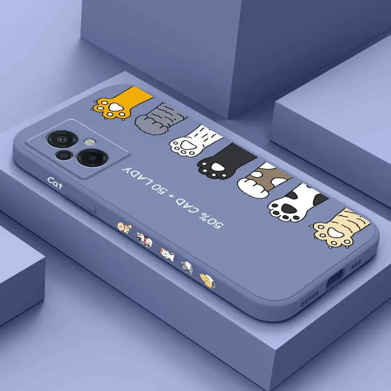 a phone case with a cartoon cat and dog design