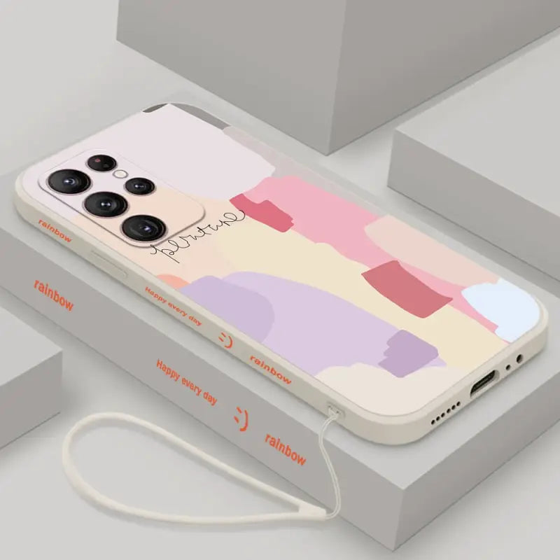 a phone case with a colorful abstract design