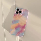 a phone case with a colorful cloud pattern