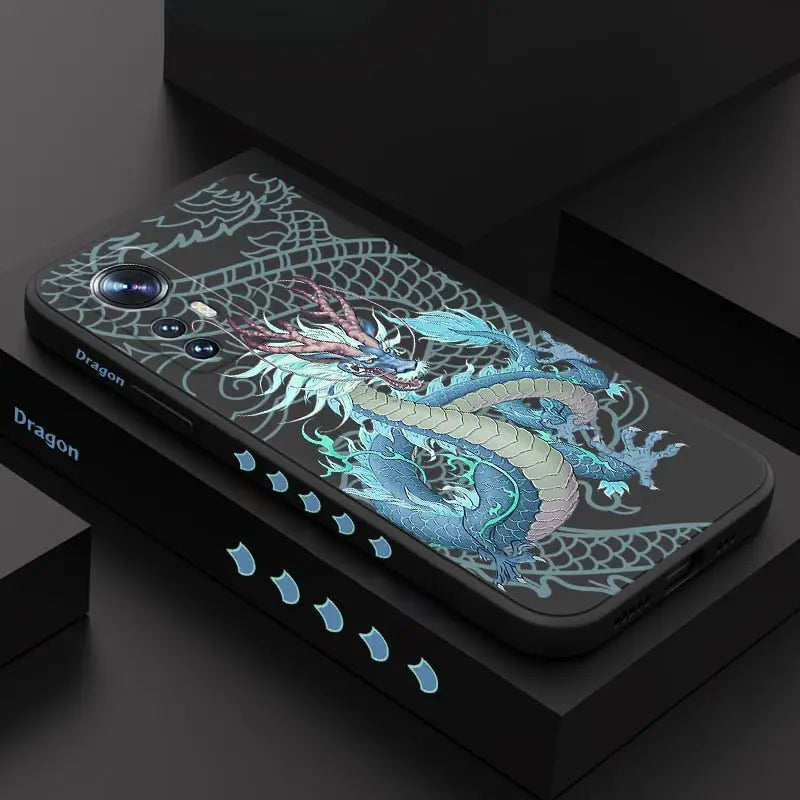 a phone case with a dragon design on it