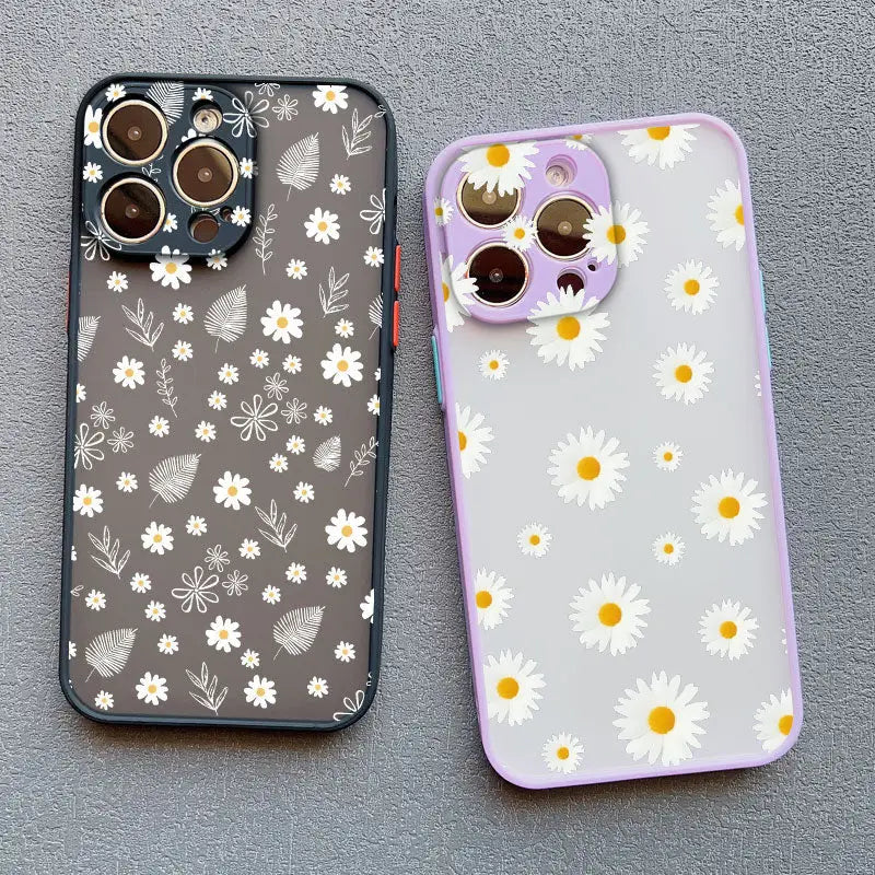 A phone case with a flower pattern and a pair of sunglasses